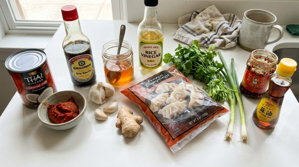 All ingredients for coconut curry